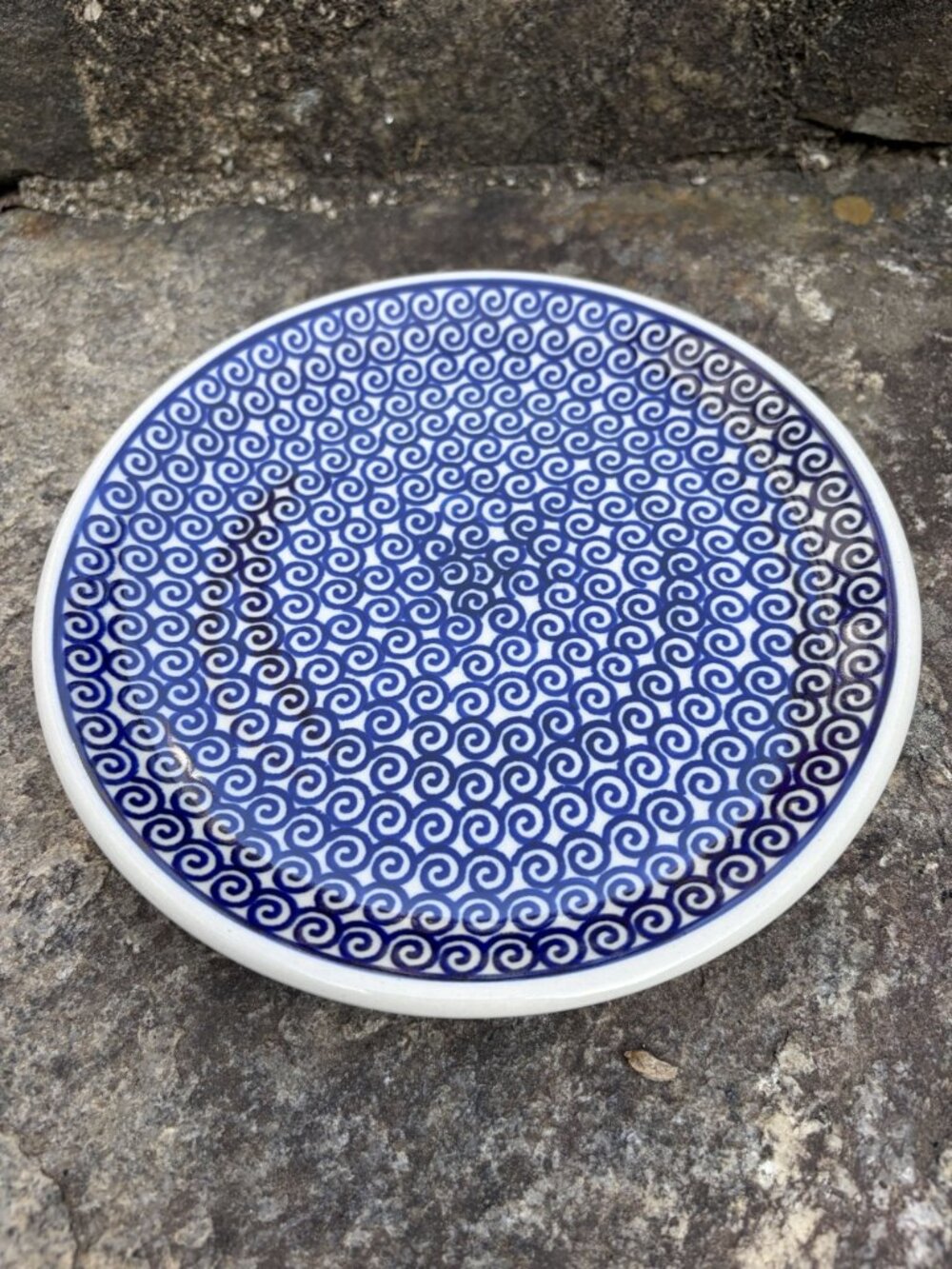 Polish Pottery Small Plate 7.25 Riptide Blue White Swirl Manufaktura Boleslawiec